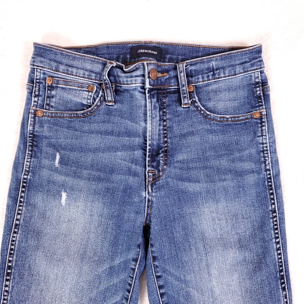 J. Crew Straight Leg Distressed Boyfriend Blue Jeans - Picture 2 of 6